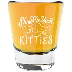 Funny Cat Shot Glass, Cat Lover Gifts For Women Or Men, Cat Themed Gifts For Cat Mom Or Cat Dad, Kitty Gifts For Cat Owners, 1.75 Ounce White