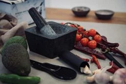 Large Mortar And Pestle Set With Garlic Peeler, Avocado Slicer And Spatula – Authentic Granite Stone Mexican Molcajetes Mortar And Pestle – Ideal For Grinding Spices And Herbs - Grinder - Crusher -KitchenAid Shop 41xUKqGSCyL