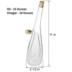 Glass Olive Oil And Vinegar Dispenser, A Beautiful Addition To Any Kitchen And Dinnerware Set (15 Ounces & 10 Ounces)