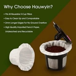 Disposable Coffee Filter 300 Count Paper Coffee Filters With One K Cup Compatible With Keurig Single Serve Brewer Fits All Brands Reusable K Cups Coffee Pods. (300) -KitchenAid Shop 41xgaqBHVfL