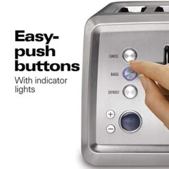 Hamilton Beach 4 Slice Toaster With Extra-Wide Slots, Bagel Setting, Toast Boost, Slide-Out Crumb Tray, Auto-Shutoff & Cancel Button, Digital With Defrost Function, Stainless Steel (24796) -KitchenAid Shop 41xpMv2rPWL