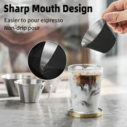 Espresso Measuring Cup With Handle 2 Pack Double Shot Espresso Cups 2oz Stainless Steel Espresso Pouring Cup For Barista Coffee Espresso Accessories (Matte Black) G5141B*2 -KitchenAid Shop 41xvzmxJYZL