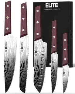 Ipurehome Knife Set Kitchen Knife Set, Professional 5 Pcs High Carbon German Stainless Steel Knife Set With Non-slip Wood Handles