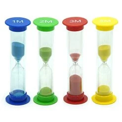 Sand Timer For Kids Set Of 4 Small Colorful Hour Glass Acrylic Covered Clock 1Min 2Min 3Min 5Min For Classroom, Home & Kids Room