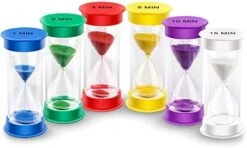 Sand Timer, Acrylic Hourglass Timer Colorful Sandglass Timer 1 Min/2 Mins/3 Mins/5 Mins/10 Mins/15 Mins Sand Clock Timer For Games Classroom Home Office(Pack Of 6) -KitchenAid Shop 41y3tYndjqL. AC