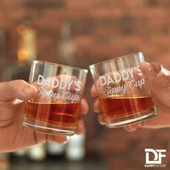 Addy's Sippy Cup Whiskey Glass - Funny New Dad Gifts - 10.25 Oz Engraved Old Fashioned Bourbon Rocks Glass For Expecting Father, Dad Birthday Gift -KitchenAid Shop 41y54eAtamL