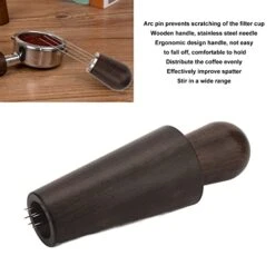 Coffee Stirring Tool, Coffee Distribution Stirrer, Coffee Distribution Tool Stirrer Stirring WDT Tool Natural Wood Handle With Stand For Professional Coffee Shop(Dark Brown) -KitchenAid Shop 41y6mfGwaWL