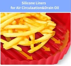Air Fryer Silicone Liners 8 Inch, 2 Pack Air Fryer Accessories For Ninja Air Fryer Liners Reusable With Handle, Basket For 5 QT To 7 QT, Red & Blue -KitchenAid Shop 41yFeBAhQnL