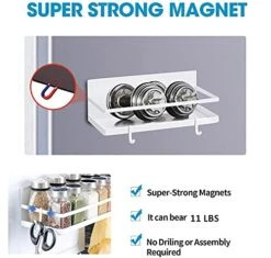 Gerguirry Magnetic Spice Racks White, Magnetic Shelves For Refrigerator Kitchen Shelf Organizers And Storage With 4 Removable Hooks Easy To Install（2 Pack -KitchenAid Shop 41yGjqAqiWS