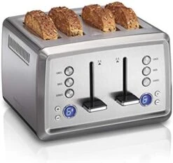 Hamilton Beach 4 Slice Toaster With Extra-Wide Slots, Bagel Setting, Toast Boost, Slide-Out Crumb Tray, Auto-Shutoff & Cancel Button, Digital With Defrost Function, Stainless Steel (24796) -KitchenAid Shop 41yKHXCoVL. AC