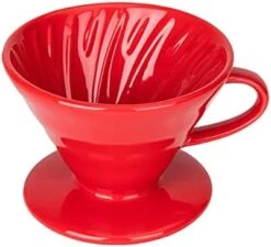 Ceramic Dripper, Pour-Over Coffee Maker With Spiral Ridge Walls, Loose-Leaf Tea Brewer For Office Breakroom, Kitchen, 1-2 Cups, Red -KitchenAid Shop 41yO9wPdPZS. AC