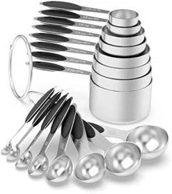 Measuring Cups & Spoons Set Of 16, Wildone Premium Stainless Steel Measuring Cups And Measuring Spoons With Colored Silicone Handle, Including 8 Nesting Cups, 8 Spoons, For Dry And Liquid Ingredient -KitchenAid Shop 41yaqYIohRL. AC