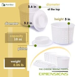 10 Pcs Cheese Molds + Pistons - Basic Cheese Mold 10 Oz (300 Ml) + Follower Piston - Cheese Making Kit With Piston - Cheese Mold For Cheese Making - Cheese Set For Press -KitchenAid Shop 41ydjh7PSML