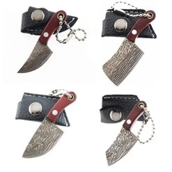 Damascus Pocket Knife Set Mini Chef Knife Set Tiny Knife Cleaver For Package Opener Box Cutter - Set Of 4 -KitchenAid Shop 41yw4KMlr4L