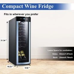 Wine Cooler, Compact Mini Wine Fridge Wine Cellar For Red, White, Champagne Or Sparkling Wine, Freestanding Wine Refrigerator With Quiet Compressor & LED Light, 40-66F, Blue&gray (12 Bottles) -KitchenAid Shop 41ywKpqct1L