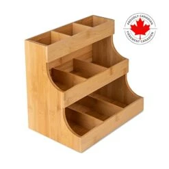 HEODORE Vertical Tea Bag Organizer - Bamboo Tea Bag Holder. Holds 180 Tea Bags.Elegant And Practical Wooden Tea Box For Tea Storage For Home, Office Or Café. Can Also Hold Sugar Packets And Creamers