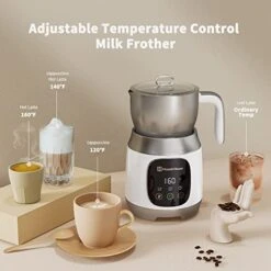 Lk Frother, Variable Temp And Froth Thickness Milk Frother And Steamer, 21OZ/600ML Smart Touch Control Milk Warmer, Dishwasher Safe, Memory Function For Latte Cappuccino, Hot Chocolate -KitchenAid Shop 41z8XbOUaQL
