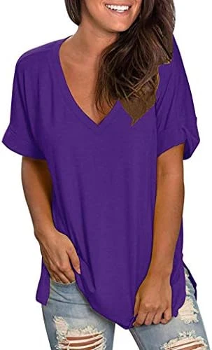 Meikosks Womens Summer Short Sleeve Shirt V Neck Tops Solid Color Basic Pullover Workout Blouses 11 Meikosks Womens Summer Short Sleeve Shirt V Neck Tops Solid Color Basic Pullover Workout Blouses - Image 9