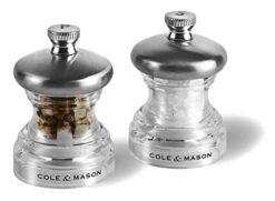 Cole & Mason Button Salt/Pepper Mill, Transparent/Silver