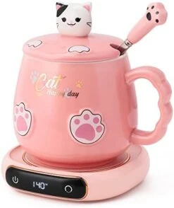 Coffee Mug Warmer & Cute Cat Mug Set, Beverage Cup Warmer For Desk Home Office With Three Temperature Up To 140℉/ 60℃, Coffee Warmer For Cocoa Milk Tea Water Candle, 8 Hours Auto Shut Off -KitchenAid Shop 41zFmMROQeL. AC