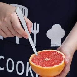 Grapefruit Spoons 5 Pieces Set, 4 Stainless Steel Grapefruit Spoon And 1 Grapefruit Knife With Titanium Plating, Grapefruit Utensil Set, Serrated Edges Spoon Pack Of 5 (Silver) -KitchenAid Shop 41zHeU09DgL