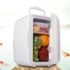 Car Compact Refrigerators, 4 L Mini Portable Personal Fridge Cool And Warm Mode Capacity Car Refrigerator, Mini Single Door Fridge Cooler Box With Cool And Warm Mode For Home, Office, Dorm (White)