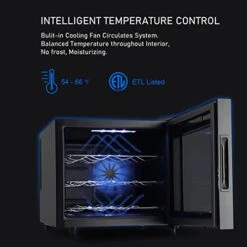 Wine Cooler Refrigerator, 12 Bottle Wine Fridge Small, Countertop Wine Cooler With Digital Temperature Control, Mini Freestanding Wine Cellars Glass Door For Home, Office, Bar