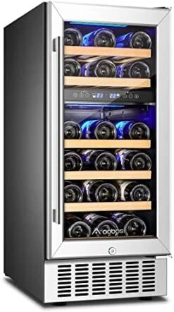 【Upgraded 15 Inch Wine Cooler, 28 Bottle Dual Zone Wine Refrigerator With Stainless Steel Tempered Glass Door,Memory Function, Fit Champagne Bottles, Wine Fridge Freestanding And Built-in -KitchenAid Shop 41zou8VCMAL. AC