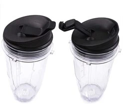 Replacement Blender Cup With Lid (2 Pack) 24 Oz Cups For Ninja Auto IQ BL480 BL482 BL642 NN102 BL682 BL450 BN751 BN801 Foodi SS351 SS401 Ninja Blender Auto IQ Blade -KitchenAid Shop 41zowDpqDiL