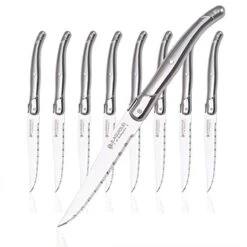 By Hailingshan Steak Knives Serrated Edge Sharp Light Premium Dishwasher Safe Stainless Steel Knife Set Of 8 Silverware With Gift Box