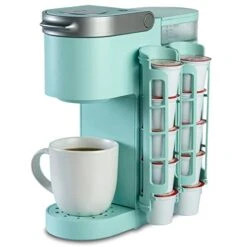 K Cup Holder For Keurig K-cup,Coffee Pod Storage, Side Mount | Wall Mount, Perfect For Small Counters (2 Rows/For 10 K Cups, OASIS BLUE)