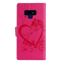 Galaxy Note 9 Case,Shiny Butterfly Rhinestone Emboss Love Floral Pu Leather Diamond Bling Wallet Strap Case With Card Holder Magnetic Flip Cover Compatible With Samsung Galaxy Note 9,rosy -KitchenAid Shop 41zscuAcuiL