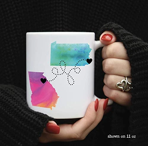 Best Friends Quote Personalized Long Distance Coffee Mug, States And Countries, Friendship Gift, 11oz Or 15oz 6 Best Friends Quote Personalized Long Distance Coffee Mug, States And Countries, Friendship Gift, 11oz Or 15oz - Image 4
