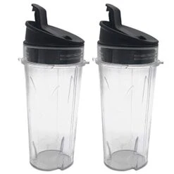 Two Pack 16-Ounce (16 Oz.) Cup With Sip & Seal Lid Fit For Nutri Ninja Blender Series With BL660/BL663/BL663CO/BL665Q/BL771/BL773CO/BL780/BL780CO/BL810/BL820/BL830/QB3000/QB3000SSW/QB3004/QB3005