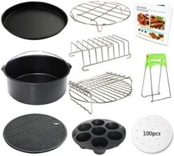 Air Fryer Accessories Set Of 7 With 8 Inch Egg Bites Mold, Pizza Pan, Cake Barrel, Skewer Rack, Silicone Mat For 3.5Qt-5.8Qt Phillips Nuwave Gowise Gourmia Ninja Dash Air Fryer -KitchenAid Shop 51 XFfAhh1L. AC