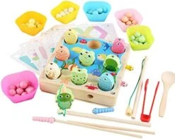CANAFA Three In One Clip Bead Training Fishing Children's Focus Hand Eye Coordination Training Decontamination Toys Wooden Hund Board Math -KitchenAid Shop 51 brhEoMLL. AC