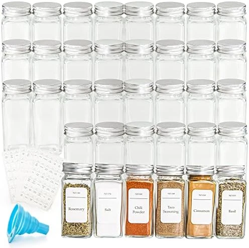 36pcs Glass Spice Jars With Label - 4 Oz Empty Square Seasoning Containers With Shaker Lids, Thick Spice Storage Bottles For Drawer, Cabinet 7 36pcs Glass Spice Jars With Label - 4 Oz Empty Square Seasoning Containers With Shaker Lids, Thick Spice Storage Bottles For Drawer, Cabinet - Image 5