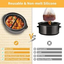 Slow Cooker Divider 6 QT Compatible For Crock Pot Liners Oval Shape, Reusable Slow Cooker Liners, Leakproof Dishwasher Safe For All 6 Quart Cookers, Silicone Inserts For CrockPot Accessories -KitchenAid Shop 5109mPSqKNL