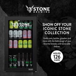 Beverage Refrigerator Cooler With 126 Can Capacity - Mini Bar Beer Fridge With Right Hinge Glass Door - Cools To 37F - Stone Brewing 12 Beverage Refrigerator Cooler With 126 Can Capacity - Mini Bar Beer Fridge With Right Hinge Glass Door - Cools To 37F - Stone Brewing -KitchenAid Shop 510BbywjG8L