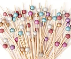 200PCS Cocktail Picks, Fancy Cocktail Toothpicks For Appetizers Picks, Handmade Bamboo Cocktail Skewers For Appetizers Fruit Party, Gold Pearl Food Picks Charcuterie Accessories (4.7 Inch) -KitchenAid Shop 510XwOdxr8L. AC