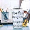 Mug Cup With Guitar Handle And Art Musical Notes Holds 13.5 Oz, Tea Coffee Milk Ceramic Mug Gift For Music Lover
