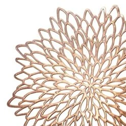" OCCASIONS " 10 Pieces Pack Pressed Vinyl Metallic Placemats/Wedding Accent Centerpiece Placemat (Leaf, Rose Gold)