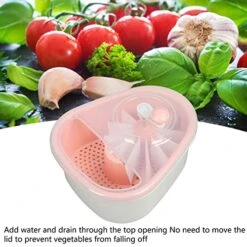 Salad Spinner, Manual Salad Spinner Vegetable Washer Fruit Veggie Bowl Small Manual Lettuce Spinner Veggie Dryer Set For Kitchen (Pink)