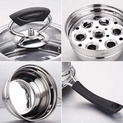 SXNBH Stainless Steel Cooking Steamer, Electric Wooden Handle, Heat Insulation And Anti-scalding, Tempered Glass Lid With Composite Bottom 13 SXNBH Stainless Steel Cooking Steamer, Electric Wooden Handle, Heat Insulation And Anti-scalding, Tempered Glass Lid With Composite Bottom -KitchenAid Shop 510fAIzsNLL