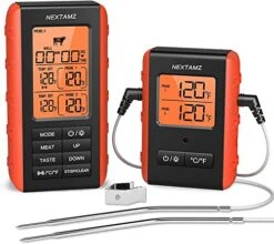 Wireless Meat Thermometer, NEXTAMZ Digital Meat Thermometer For Food Cooking And Baking, Dual Probe Food Thermometer For Oven BBQ Grill Smoker Kitchen
