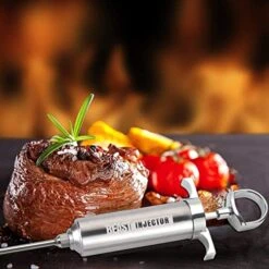 - 304 Stainless Steel Meat Injector Kit With 2-oz Large Capacity Barrel And 3 Professional Marinade Needles