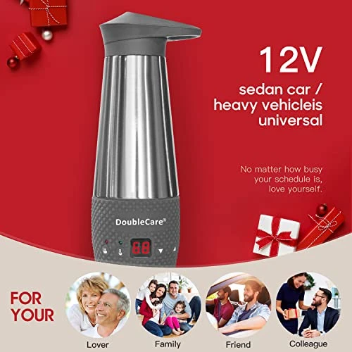 12V Car Kettle Boiler,Portable Electric Heater Cup,Travel Kettle Fast Water Boiler & Heater With Temperature Display Screen For Water, Coffee,Tea, And Milk,Best Gift For Road Trips, Gray 5 12V Car Kettle Boiler,Portable Electric Heater Cup,Travel Kettle Fast Water Boiler & Heater With Temperature Display Screen For Water, Coffee,Tea, And Milk,Best Gift For Road Trips, Gray - Image 3