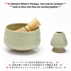 Chawan Matcha Tea Bowl And Matcha Whisk Rest, Chasen Holder MB-6, 18OZ / 510 ML, Matte Light Green With Black Seam, 2 Pcs/Boxes.Handle Mixing Wisk Stand, Match Sifter Whisker Handmade Brush… -KitchenAid Shop 510zhH61YPS