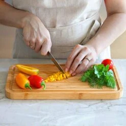 Bamboo Cutting Board With Juice Groove - Convenient Size 8”x13” | Extra Thick Board | Serving Tray | Food Plating - Kitchen Essentials For New Home -KitchenAid Shop 5113ARlyJ1L
