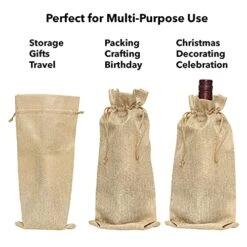 12 Pcs Burlap Wine Bags With Blank Tags And Drawstrings Regular Size Reusable Covers For Christmas, Wedding, Birthday, Travel, Holiday, And Party -KitchenAid Shop 5115obAb52L